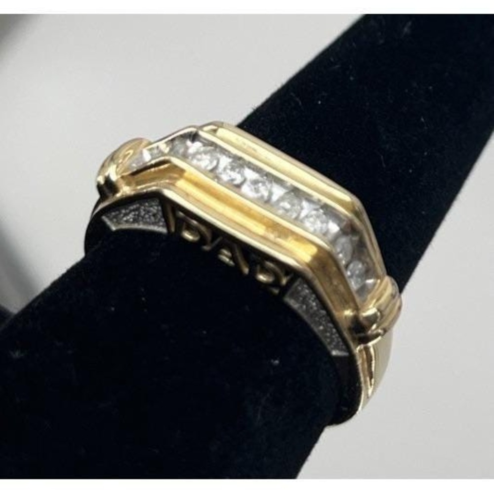 Mens Diamond Ring 10K Yellow Gold DAD Accent Size 9.5‎ Father Birthday 4 Grams - Picture 6 of 10
